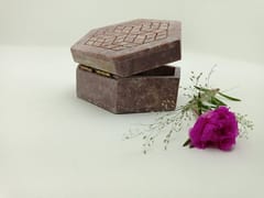 Al Maun | Adn | Natural Multicolor Soapstone | Hand Carved Hexagonal Multiuse Box For Storing Nuts, Spices & Jewelry