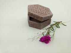 Al Maun | Adn | Natural Multicolor Soapstone | Hand Carved Hexagonal Multiuse Box For Storing Nuts, Spices & Jewelry