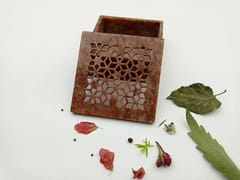Al Maun | Dahab | Marble Natural Multicolor Soapstone | Handmade Square Lattice Craft | Multiusage Box For Nut & Spices, Storage Jewellery and Ornament Box