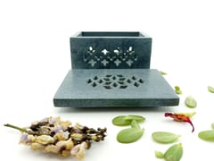 Al Maun | Emtan | Marble Natural Grey Soapstone | Handmade Rectangle Lattice Craft | Multiusage Box For Nut & Spices, Storage Jewellery and Ornament Box
