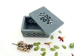 Al Maun | Emtan | Marble Natural Grey Soapstone | Handmade Rectangle Lattice Craft | Multiusage Box For Nut & Spices, Storage Jewellery and Ornament Box