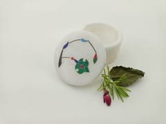 Al Maun | Arwa | Marble Natural White Alabaster Soapstone | Handmade Round Inlay Craft | Multiusage Box For Nut & Spices, Storage Jewellery and Ornament Box