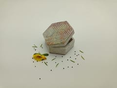 Al Maun | Adla | Natural Multicolor Soapstone | Hand Carved Hexagonal | Multiuse Box For Storing Nuts, Spices & Jewelry