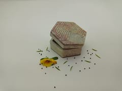 Al Maun | Adla | Natural Multicolor Soapstone | Hand Carved Hexagonal | Multiuse Box For Storing Nuts, Spices & Jewelry