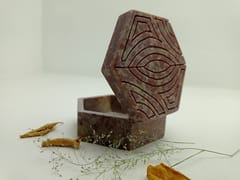 Al Maun | Bazigha | Marble Natural Multicolor Soapstone | Handmade Hexagnal Handcrafted Pattern | Multiusage Box For Nut & Spices, Storage Jewellery and Ornament Box