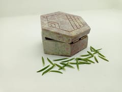 Al Maun | Ehan | Marble Natural Multicolor Soapstone | Handmade Hexagnal Handcrafted Pattern | Multiusage Box For Nut & Spices, Storage Jewellery and Ornament Box