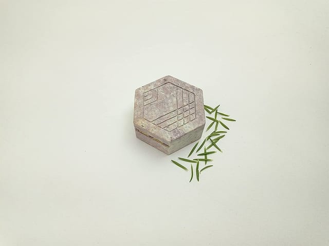 Al Maun | Ehan | Marble Natural Multicolor Soapstone | Handmade Hexagnal Handcrafted Pattern | Multiusage Box For Nut & Spices, Storage Jewellery and Ornament Box