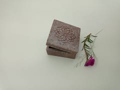 Al Maun | Fadl | Marble Natural Multicolor Soapstone | Handmade Square Handcrafted Lattice Pattern | Multiusage Box For Nut & Spices, Storage Jewellery and Ornament Box