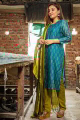 Sootisyahi-HANDBLOCK PRINT CHANDERI SILK KURTI