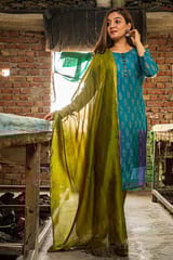 Sootisyahi-HANDBLOCK PRINT CHANDERI SILK KURTI