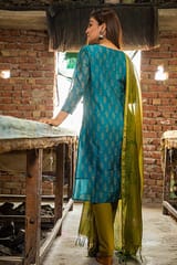 Sootisyahi-HANDBLOCK PRINT CHANDERI SILK KURTI
