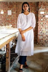 Sootisyahi-HANDBLOCK PRINTED CHANDERI SILK KURTI