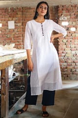 Sootisyahi-HANDBLOCK PRINTED CHANDERI SILK KURTI