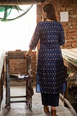 Sootisyahi-HANDBLOCK PRINTED CHANDERI SILK KURTI