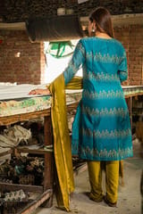 Sootisyahi-HANDBLOCK PRINTED CHANDERI KURTI