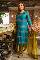 Sootisyahi-HANDBLOCK PRINTED CHANDERI KURTI