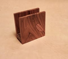 The Beehive India Leaf Inlay Pattern Napkin Holder - Made of Teak Wood Holder