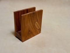 The Beehive India Leaf Inlay Pattern Napkin Holder - Made of Teak Wood Holder