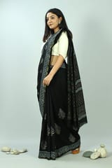 Sootisyahi-Hand Block Printed Chanderi Silk Saree