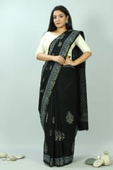 Sootisyahi-Hand Block Printed Chanderi Silk Saree