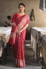Sootisyahi-Handblock Print Chanderi Silk Saree
