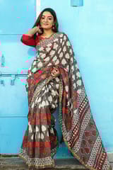 Sootisyahi-"BAYOU" KASHISH DABU HANDBLOCK PRINT CHANDERI SILK SAREE