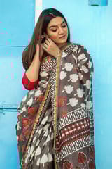 Sootisyahi-"BAYOU" KASHISH DABU HANDBLOCK PRINT CHANDERI SILK SAREE