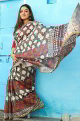 Sootisyahi-"BAYOU" KASHISH DABU HANDBLOCK PRINT CHANDERI SILK SAREE