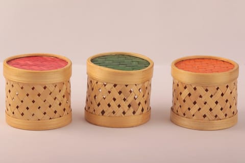 Bamboo Handmade Trinket/Gift Box Set of 3 (assorted colours)