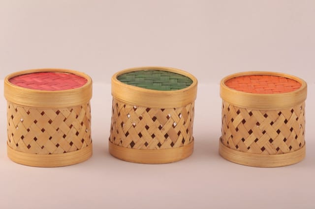 Bamboo Handmade Trinket/Gift Box Set of 3 (assorted colours)