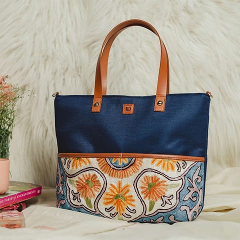 Woca Designs - Lilly Pastel Navy Blue Tote Bag