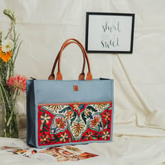 Woca-Tulip Blue Book Tote Bag