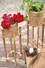 Smitam lifestyle - Bamboo & Cane Planter With Stand