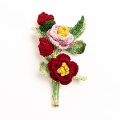 Nandnistudio - Maroon flowers brooch - made to order, dispatch time 2-3 weeks