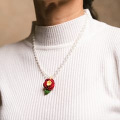 Nandnistudio Maroon small flowers pendant and earrings