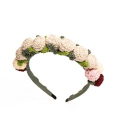 Nandnistudio - Crochet Beige Roses Hair Band
