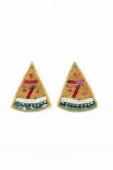 Nandnistudio - Beaded Watermelon Gold Earrings
