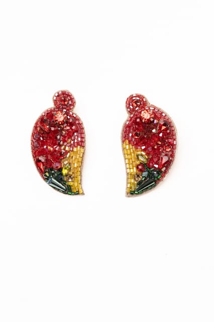 Nandnistudio - Beaded Mango Earrings