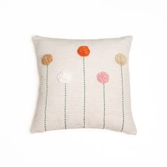 Nandnistudio - Hand Crocheted Roses Cushion Cover - Ivory