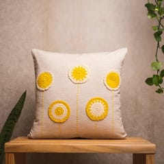 Nandnistudio - Crochet circles cushion cover (Yellow) - Beige