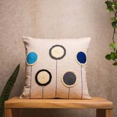Nandnistudio - Crochet circles cushion cover (Blue) - Beige