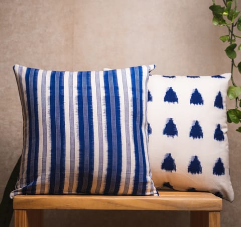 Nandnistudio - Ikat Triangles and Stripes  Cushion Covers