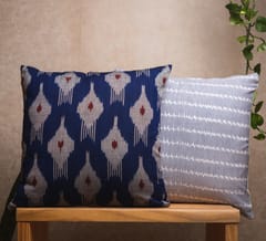 Nandnistudio- Ikat Navy Blue Cushion Cover