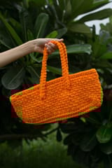 Nandnistudio - Hand Crocheted Orange Macrame Bag