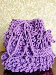 Nandnistudio - Hand Crocheted Mauve Macrame Bag