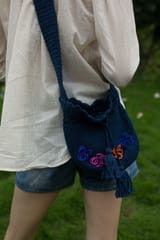 Nandnistudio - Hand Crocheted Dark Blue Cross Body Bag