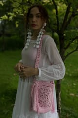 Nandnistudio - Hand Crocheted Light Pink Jhola Bag