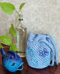 Nandnistudio - Hand Crocheted Light Blue Bucket Bag