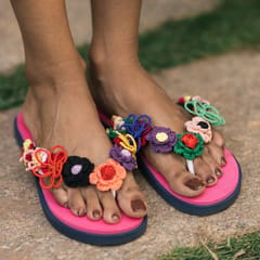 Nandnistudio - Hand Crocheted Pink Flip Flops