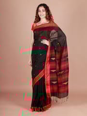 RESHAWeaves - Black Bengal Jamdani Cotton Saree